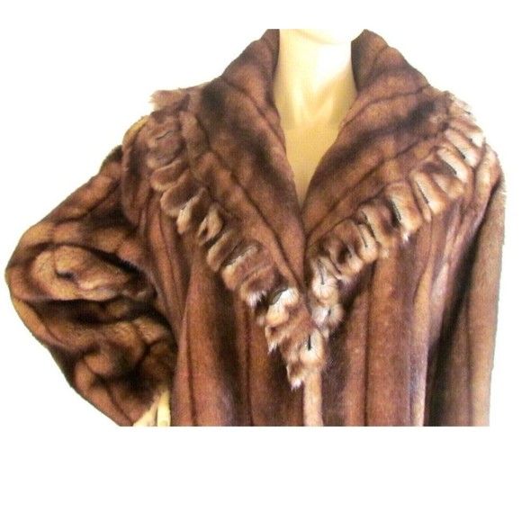 Women's Faux Fur Designer C H Couture Helene Brown Faux Mink Fur Coat 12.R - Picture 6 of 16